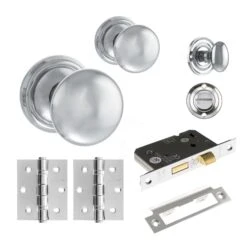 Harrogate Mushroom Mortice Bathroom Door Knob Set - Polished Chrome (120438)