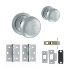 Harrogate Mushroom Mortice Door Knob Set - Satin Chrome (120443)
