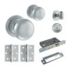 Harrogate Mushroom Mortice Bathroom Door Knob Set - Satin Chrome (120444)