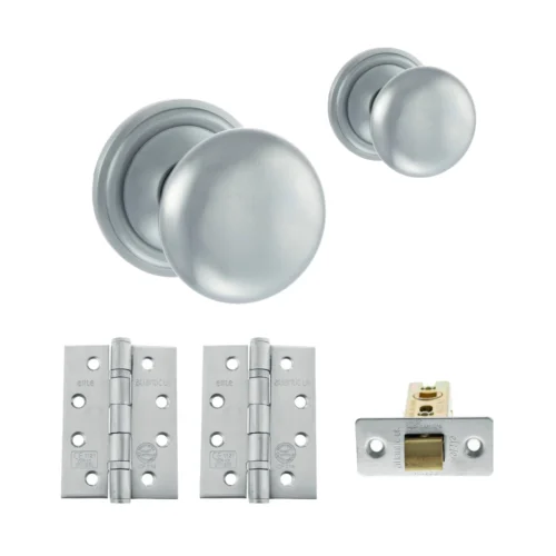 Harrogate Mushroom Mortice CE13 Fire Door Knob Set - Satin Chrome (120445)