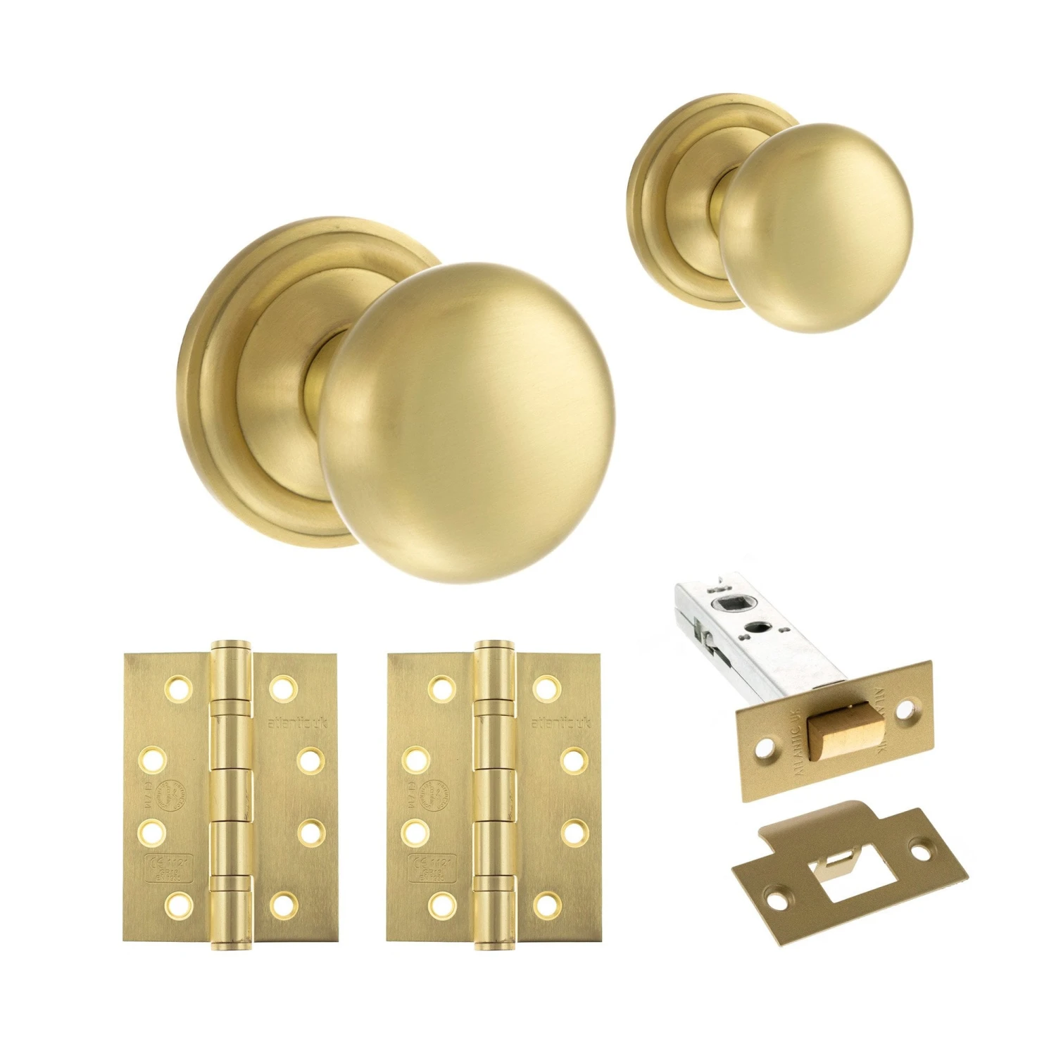 Harrogate Mushroom Mortice CE13 Fire Door Knob Set - Satin Brass (120448) 1 Harrogate Mushroom Mortice CE13 Fire Door Knob Set - Satin Brass (120448)