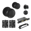 Harrogate Mushroom Mortice Bathroom Door Knob Set - Matt Black (120435)