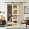 Clear Pine Internal Unfinished Shaker 4 Light Clear Glass Sliding Door - Black Top Mounted (120791)