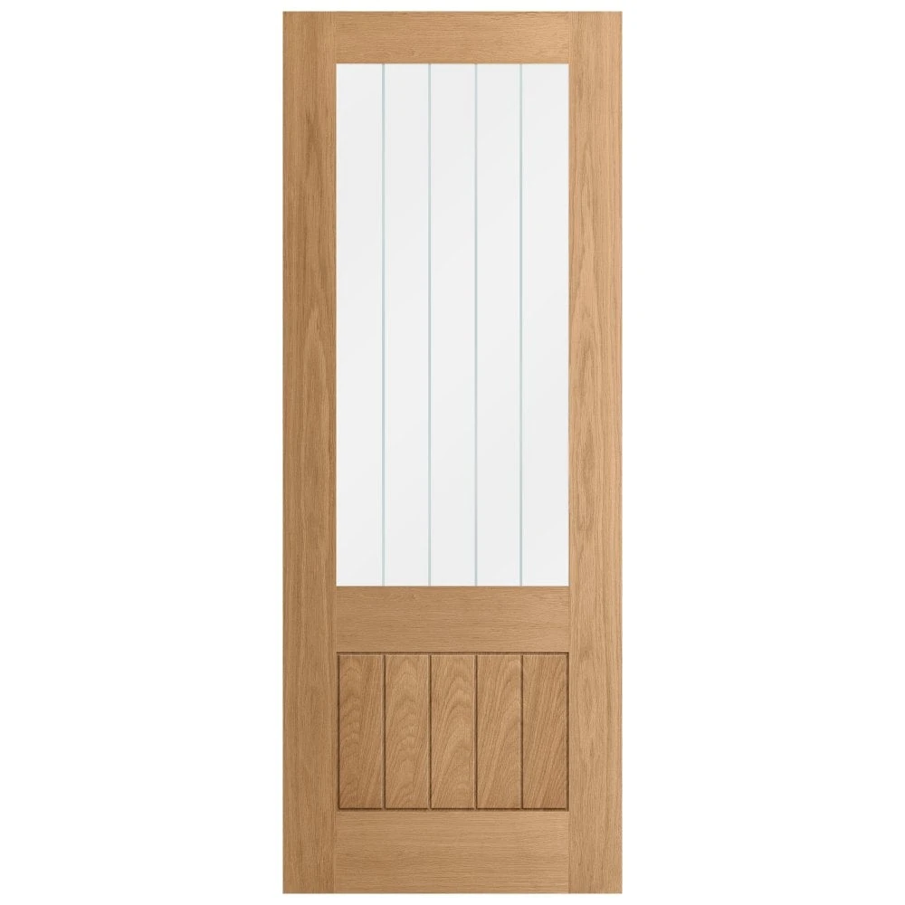 Oak Internal Unfinished Farley 1 Panel 1 Light Obscure Lined Clear Glass Made-to-Measure Door (120460) 3 Oak Internal Unfinished Farley 1 Panel 1 Light Obscure Lined Clear Glass Made-to-Measure Door (120460) - Image 3