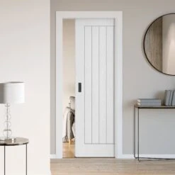 Internal White Moulded Farley FD30 Classic Framed Fire Resistant 100mm Pocket Door Set (120824)