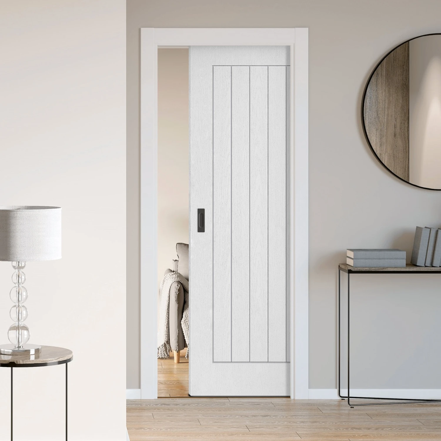 Internal White Moulded Farley FD30 Classic Framed Fire Resistant 100mm Pocket Door Set (120824) 1 Internal White Moulded Farley FD30 Classic Framed Fire Resistant 100mm Pocket Door Set (120824)