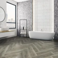 Signature Grey - Lifestyle SPC Herringbone 5.5mm Rigid Core Vinyl Flooring (119871)