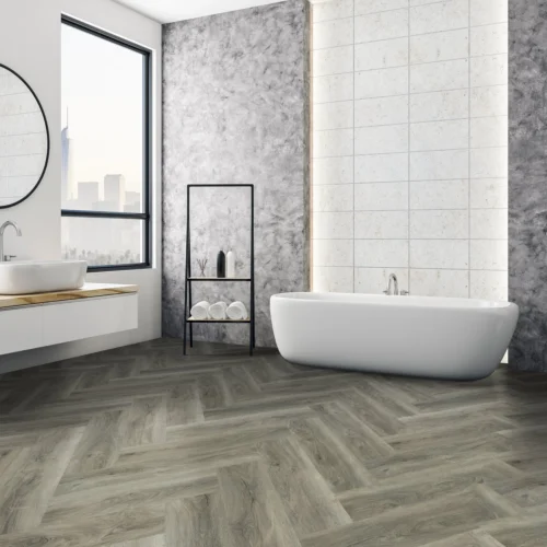 Signature Grey - Lifestyle SPC Herringbone 5.5mm Rigid Core Vinyl Flooring (119871)