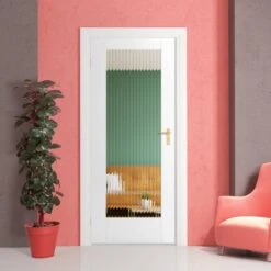 White Internal Primed Pattern 10 1 Light Reeded Glass Door (121051)