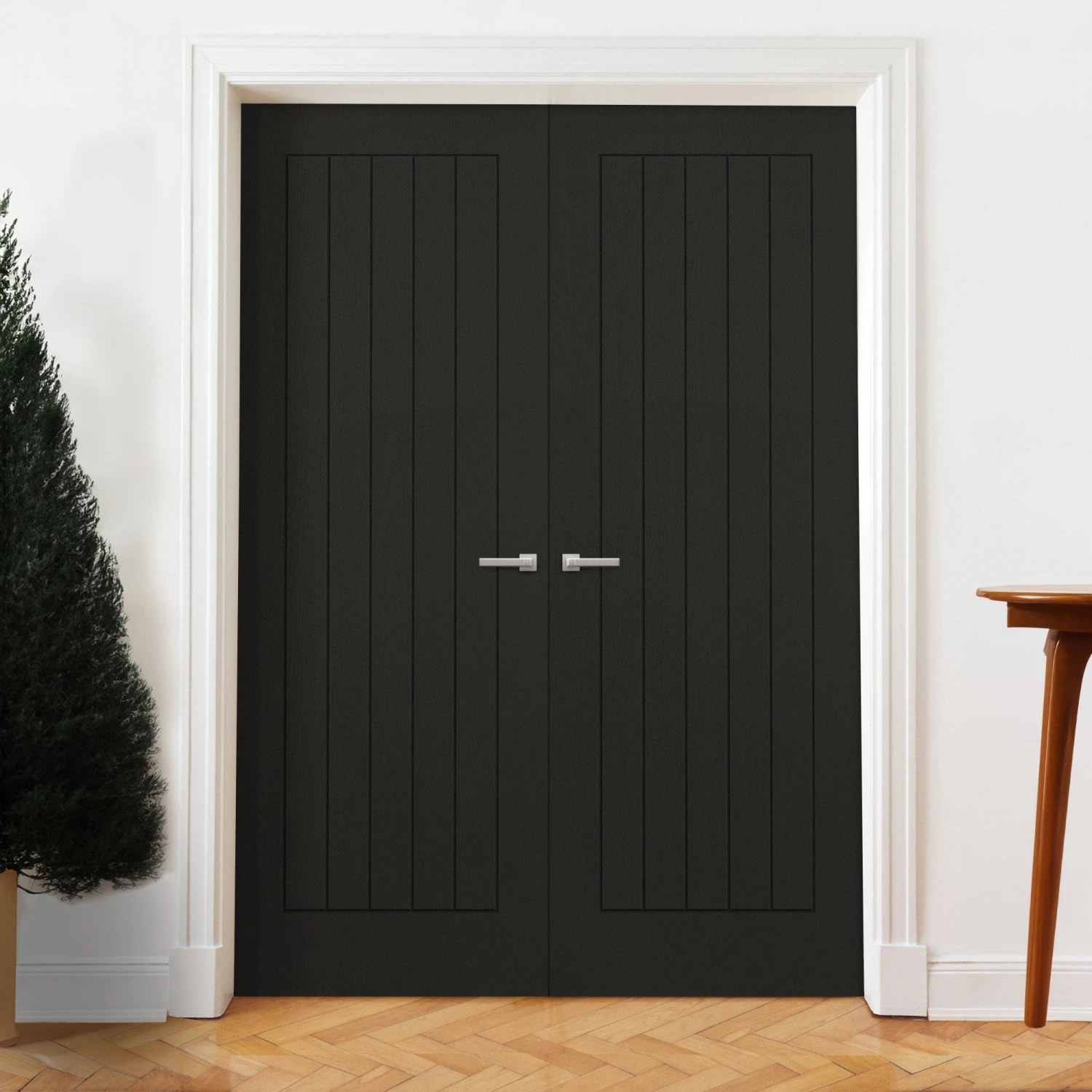 Internal Black Fully Finished Oak Farley Door Pair Door (121318) 2 Internal Black Fully Finished Oak Farley Door Pair Door (121318) - Image 2