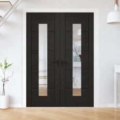 Internal Black Fully Finished Oak Parma 1 Light Clear Glass Door Pair Door (121319)