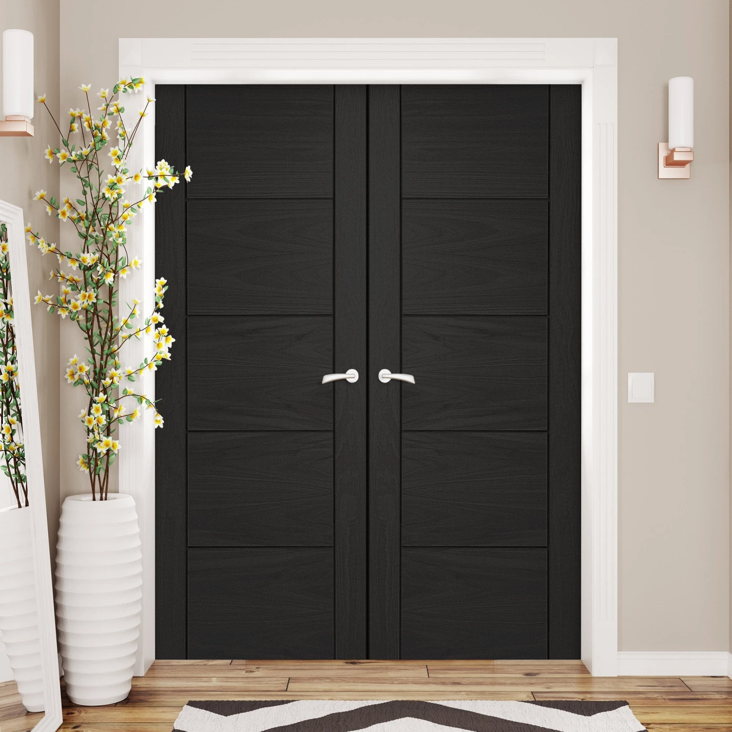 Internal Black Fully Finished Oak Parma Door Pair Door (121320) 1 Internal Black Fully Finished Oak Parma Door Pair Door (121320)