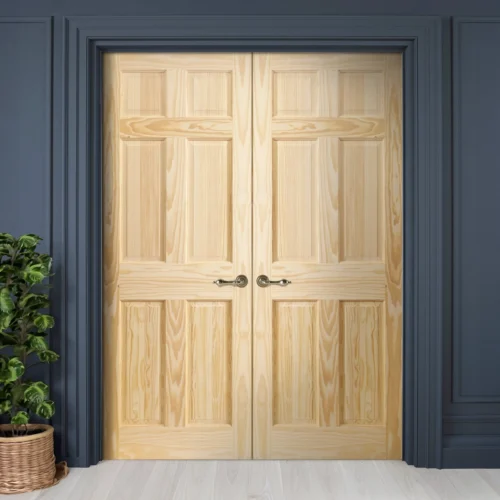 Internal Clear Pine Unfinished 6 Panel Pair Door (121338) -Oak Door Store 1709803702 26441500