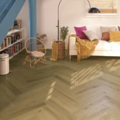 Dune Oak Herringbone - HydroShield Waterproof Real Wood Flooring (120853)