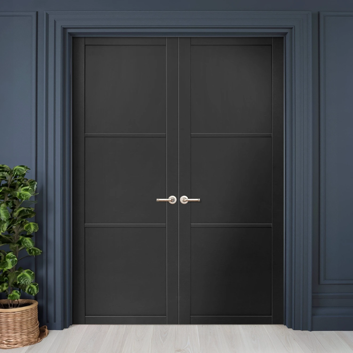 Jet Black Internal Fully Finished Industrial Studio 3 Panel Pair Door (121350) 1 Jet Black Internal Fully Finished Industrial Studio 3 Panel Pair Door (121350)