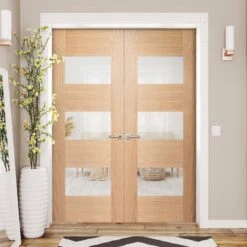 Internal Oak Fully Finished Edison 7P 3 Light Glazed Pair Door (121360)