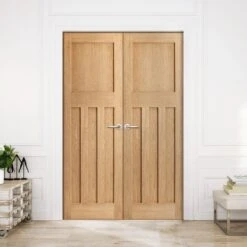 Internal Oak Unfinished 1930's DX 4 Panel Pair Door (121374)