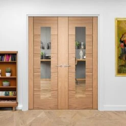Internal Oak Unfinished Parma 1 Light Glazed Pair Door (121379) -Oak Door Store 1710840611 44446400