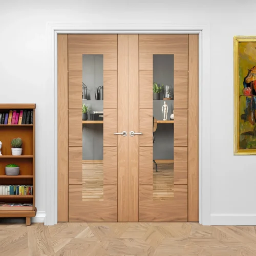 Internal Oak Unfinished Parma 1 Light Glazed Pair Door (121379) -Oak Door Store 1710840611 44446400