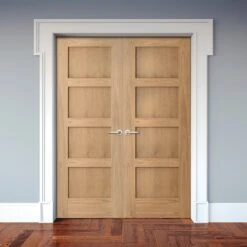 Internal Oak Unfinished Shaker 4 Panel Pair Door (121386)