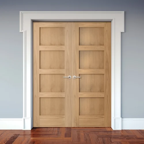 Internal Oak Unfinished Shaker 4 Panel Pair Door (121386)