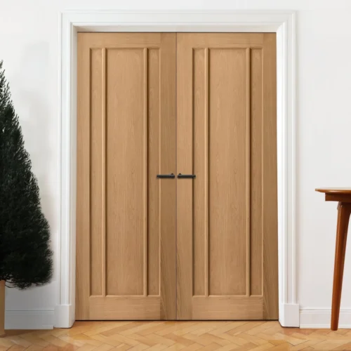 Internal Oak Unfinished Toledo 3 Panel Pair Door (121388) -Oak Door Store 1710841141 78408200
