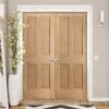 Internal Oak Unfinished Traditional Victorian 4 Panel Pair Door (121390)