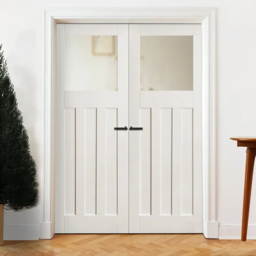 Internal White Primed 1930's DX 3 Panel 1 Light Obscure Glass Pair Door (121395) 5 Internal White Primed 1930's DX 3 Panel 1 Light Obscure Glass Pair Door (121395) -Oak Door Store 1710841449 97848500