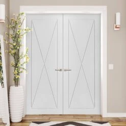 Internal White Primed Alexa 4 Panel Pair Door (121398)