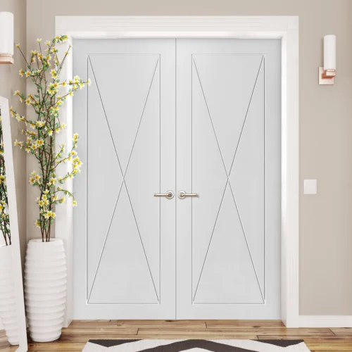 Internal White Primed Alexa 4 Panel Pair Door (121398)