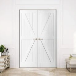 Internal White Primed Barn FLB Pair Door (121403) 5 Internal White Primed Barn FLB Pair Door (121403) -Oak Door Store 1710841840 88954600