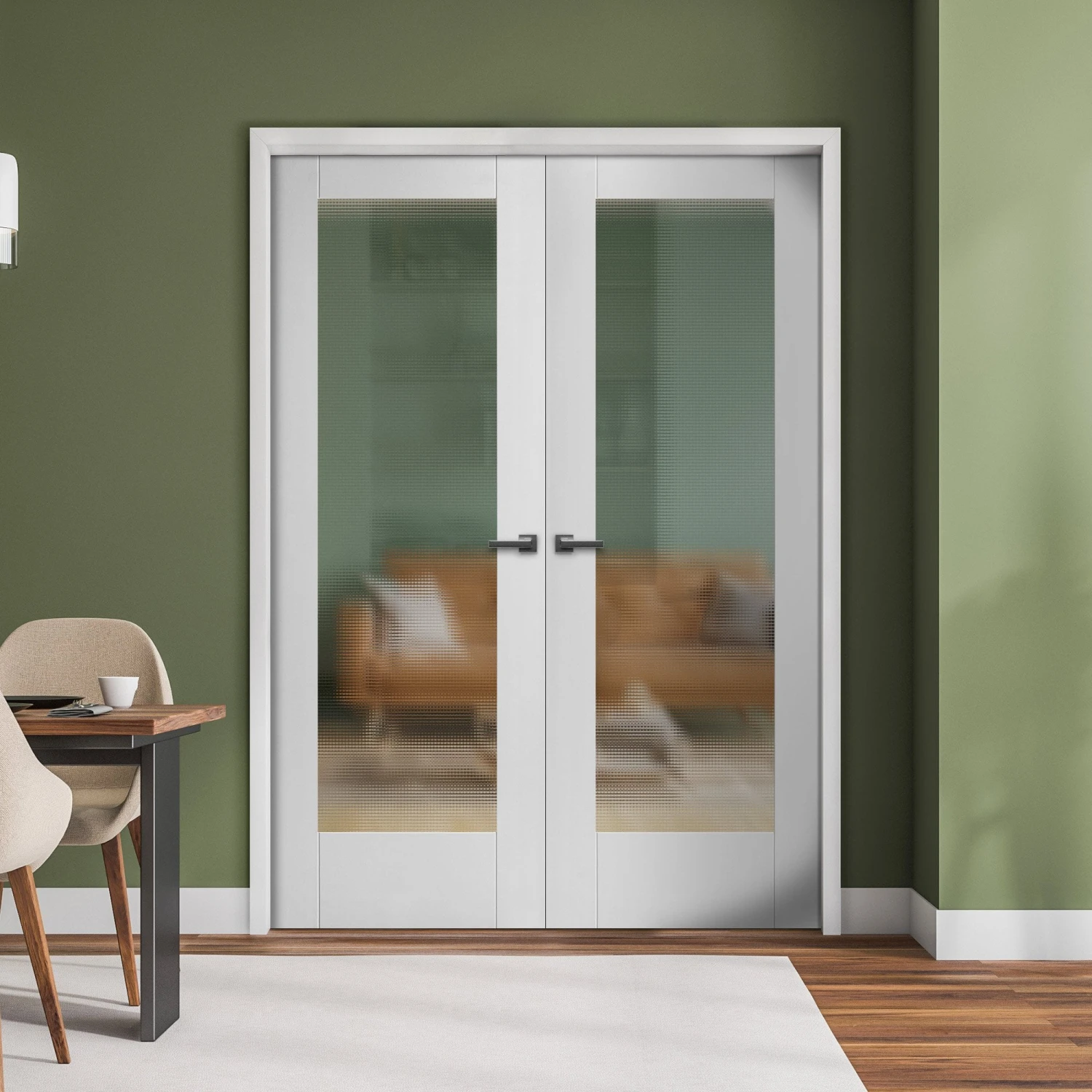 Internal White Primed Pattern 10 Door Ocean Glass Pair Door (121423) 1 Internal White Primed Pattern 10 Door Ocean Glass Pair Door (121423)