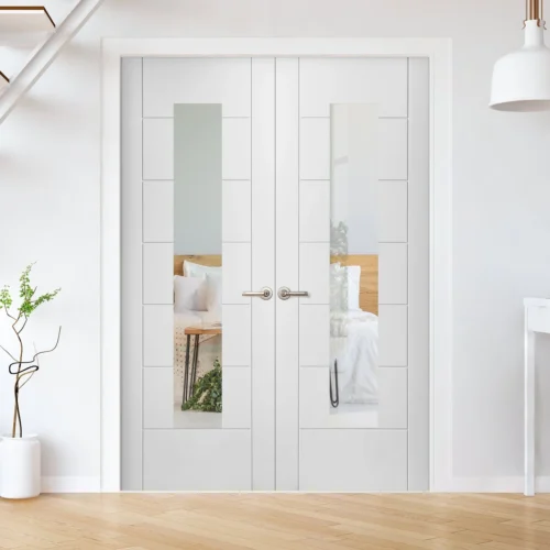 Internal White Primed Pedrena 7P 1 Light Clear Glass Pair Door (121424) 5 Internal White Primed Pedrena 7P 1 Light Clear Glass Pair Door (121424) -Oak Door Store 1710842483 43096700