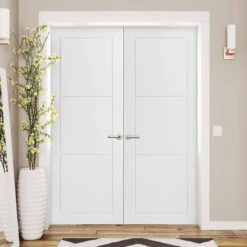 Internal White Primed Shaker 3 Panel Pair Door (121431)