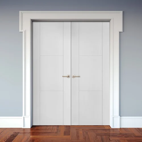 Internal White Primed Trent 3 Panel Pair Door (121437) -Oak Door Store 1710842875 96703300