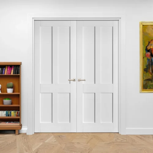 Internal White Primed Victorian Shaker 4 Panel Pair Door (121440) -Oak Door Store 1710842972 09457300