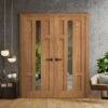 Internal Oak Fully Finished Stamford 4 Panel 1 Light Glazed Pair Door (121370)