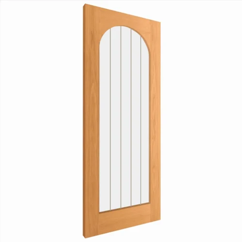Oak Internal Fully Finished Farley Arched Square Top 1 Light Obscure Lined Clear Glass Door (122072) -Oak Door Store 1712829633 45292000