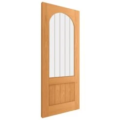 Oak Internal Fully Finished Farley Arched Square Top 1 Panel 1 Light Obscure Lined Clear Glass Door (122073) -Oak Door Store 1712829676 24404000