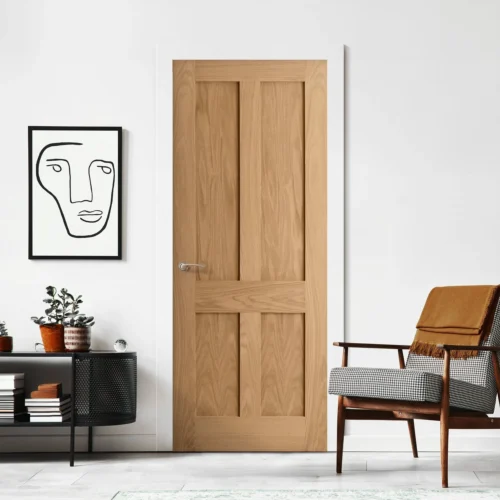 Oak Internal Unfinished Victorian Shaker 4 Panel FD30 Fire Flat Door (87761)