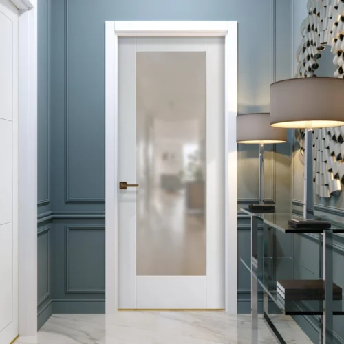 White Primed Internal 1 Light Obscure Glass Shaker Door (121746)