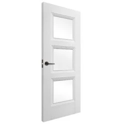 White Internal Primed Elegance Ripley 3 Light Obscure Glass Made-to-Measure Door -Oak Door Store 1714118044 87210900