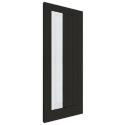 Black Internal Fully Finished Oak Farley 1 Light Offset Obscure Glass Made-to-Measure Door (121932) -Oak Door Store 1714118183 03691300