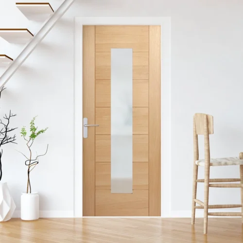 Oak Internal Fully Finished Pedrena 1 Light Obscure Glass Made-to-Measure Door (121930)