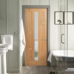 Oak Internal Fully Finished Stamford 4 Panel 1 Light Obscure Glass Made-to-Measure Door (121931)