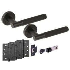 Knurled Internal Fire Rated Lever Smart Handle Set - Matt Black (121197)