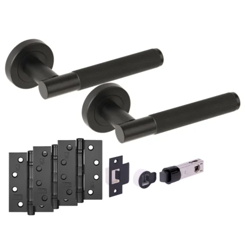 Knurled Internal Fire Rated Lever Smart Handle Set - Matt Black (121197)