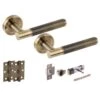 Knurled Round Rose Lever Door Bathroom Handle Set - Antique Bronze (341500)