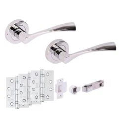 Oasis Round Rose Lever Fire Rated Handle Set - Polished Chrome (341522)