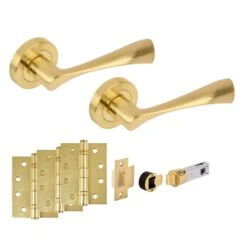 Oasis Round Rose Lever Fire Rated Handle Set - Satin Brass (341525)